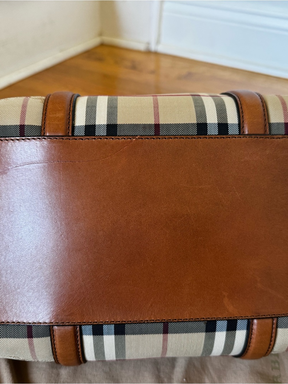 Burberry Check The Alchester Bag with Brown Leather Trim - Picture 5 of 14